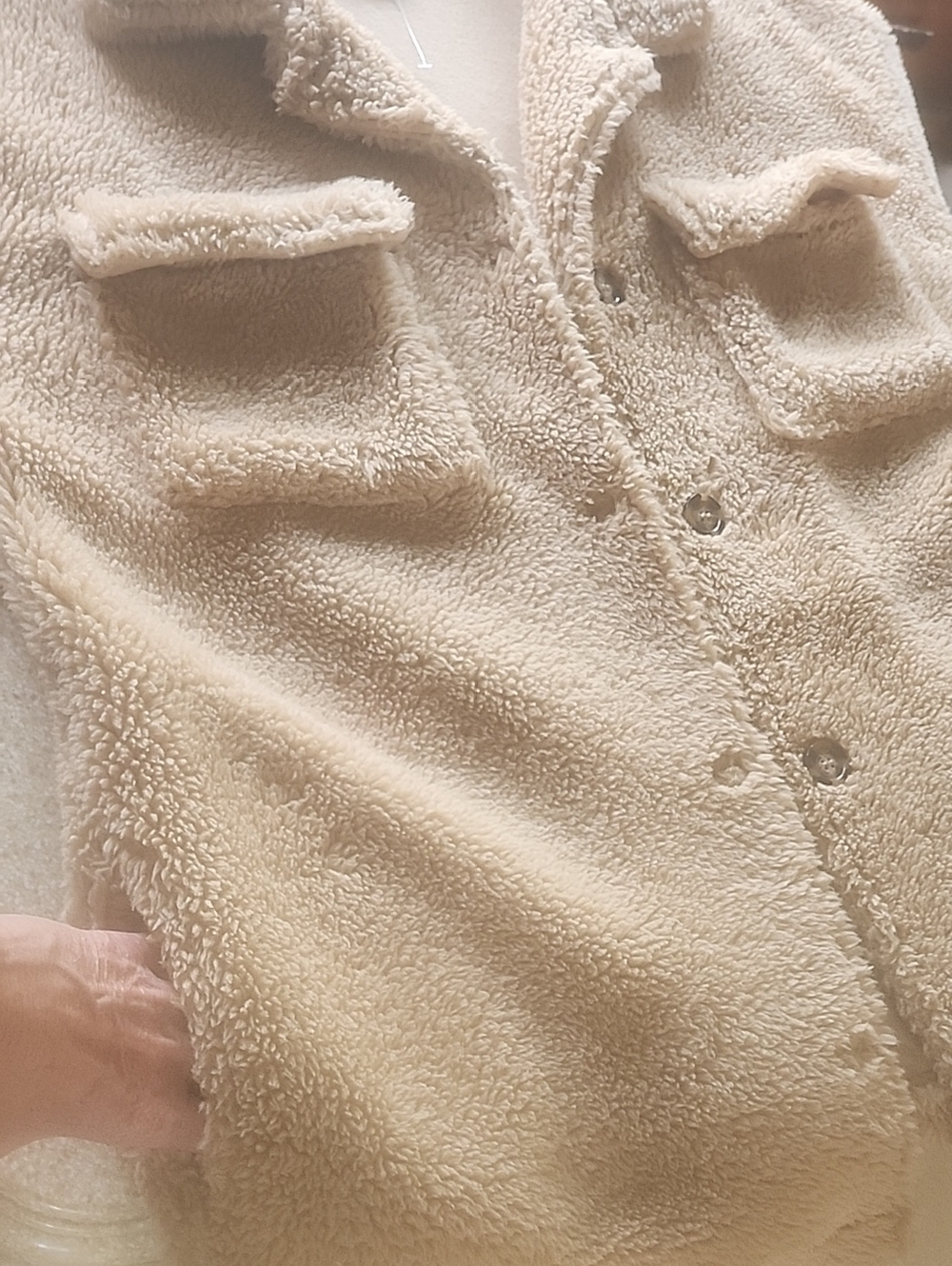 Forever 21 Tan Sherpa Teddy Shacket Like New Size L Oversized - Picture 12 of 13